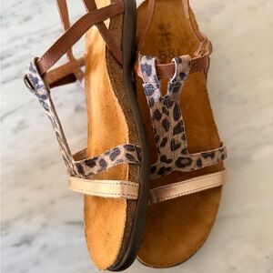 NOAT Judith Leopard Print and Brown Women's leather Sandals Sz EU 40